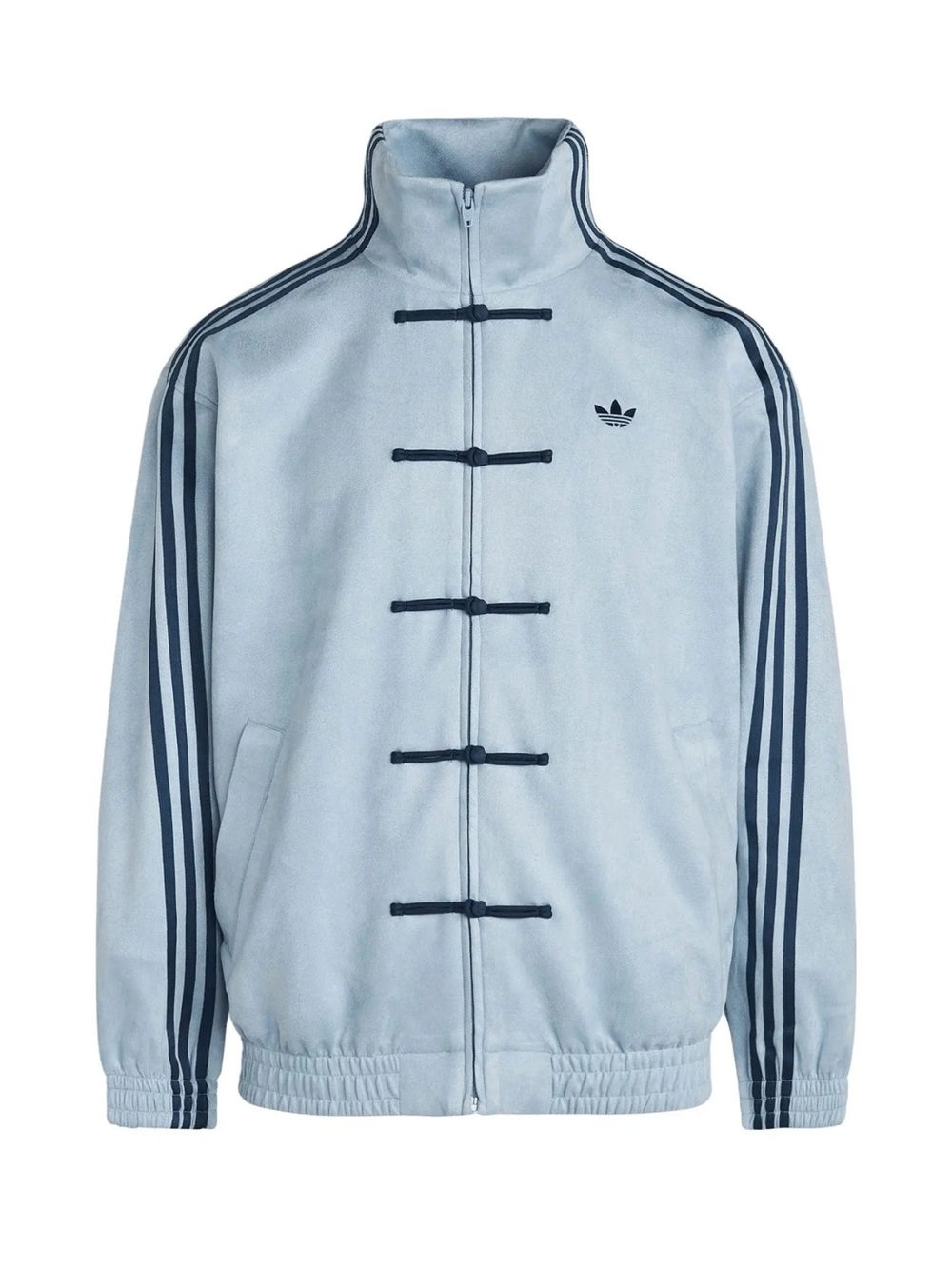 adidas Light Blue Kids Puffer Jacket with Navy Stripes